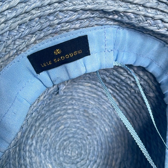 Lele SadoughiAzalea Flower-Embroidered Blue Straw Hat - Picture 10 of 11